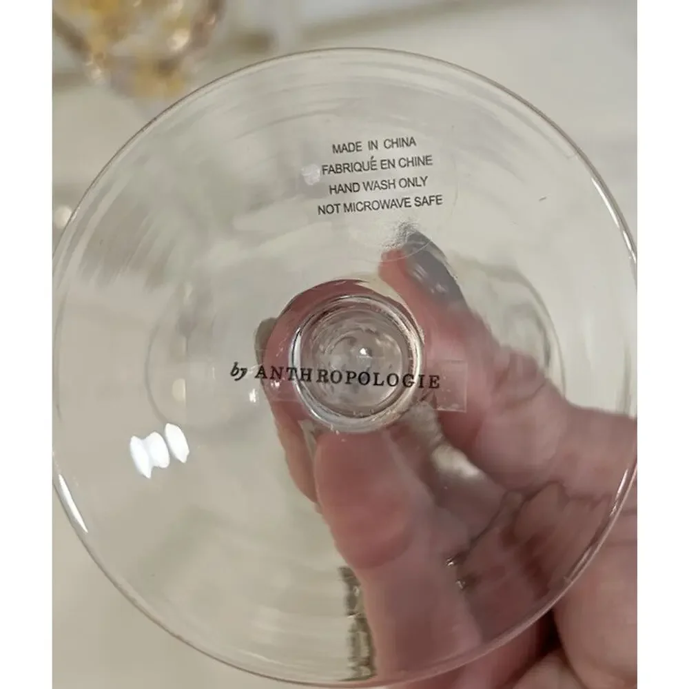 ANTHROPOLOGIE WINE GLASSES SET OF 4 Gold Foiled 9.25” Wine‎ Glasses No 53216743